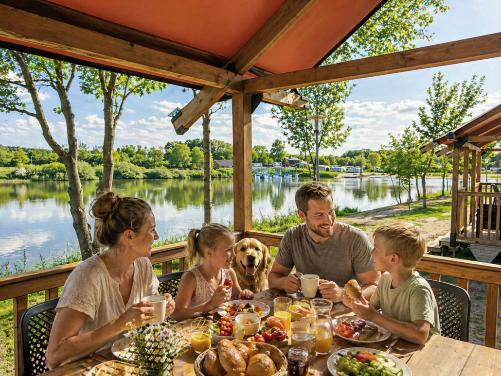 Safarizelt mit Familie am Kransburger See
